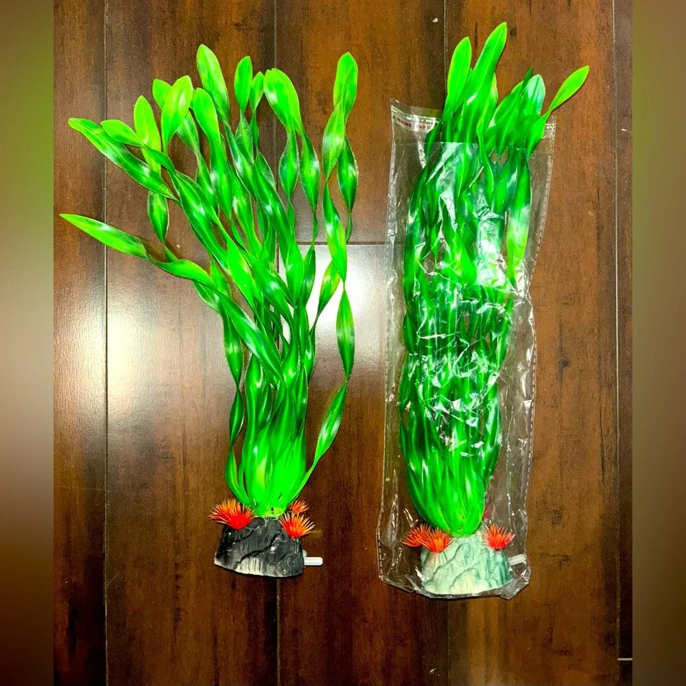 2 14” bubbler fake aquarium plants